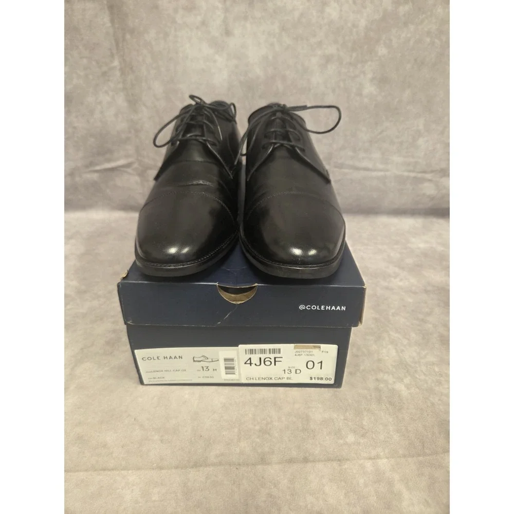 Cole Haan Mens Blk Dress Shie SZ 13D Lenox Cap/Retail: $198